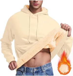 Hoodies for Men Heavyweight Fleece Lined Hoodie Thick Winter Pullover Warm Hooded Sweatshirt Thermal Windproof Jacket