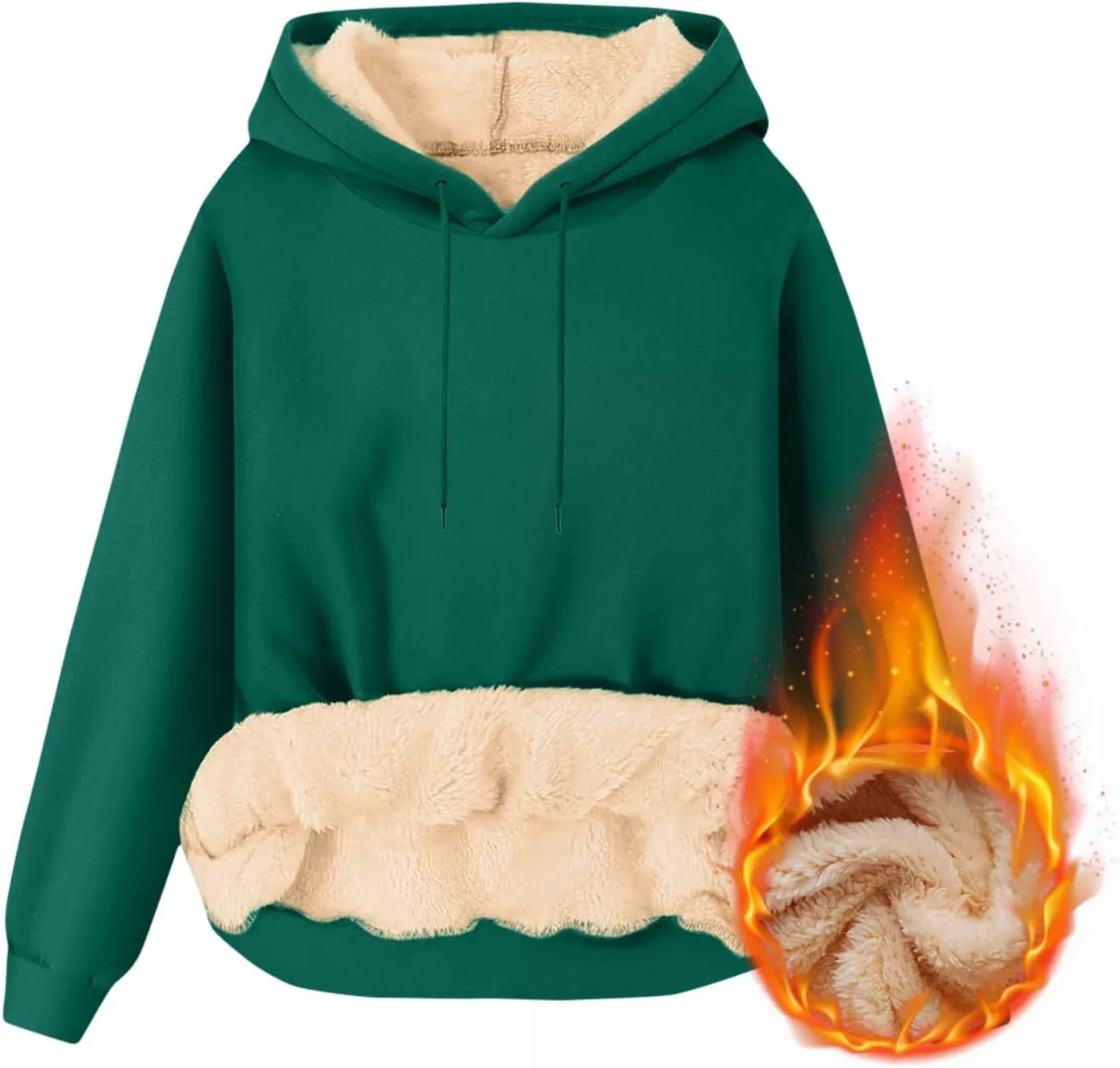 Hoodies for Men Heavyweight Fleece Lined Hoodie Thick Winter Pullover Warm Hooded Sweatshirt Thermal Windproof Jacket