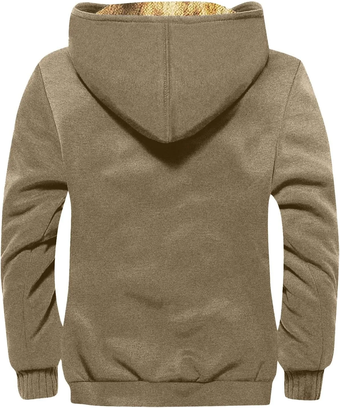 Hoodies for Men Zip Up Sweashirts Flannel Shirt Plaid Zip Up Sherpa Hooded Sweatshirt Warm Winter Coat