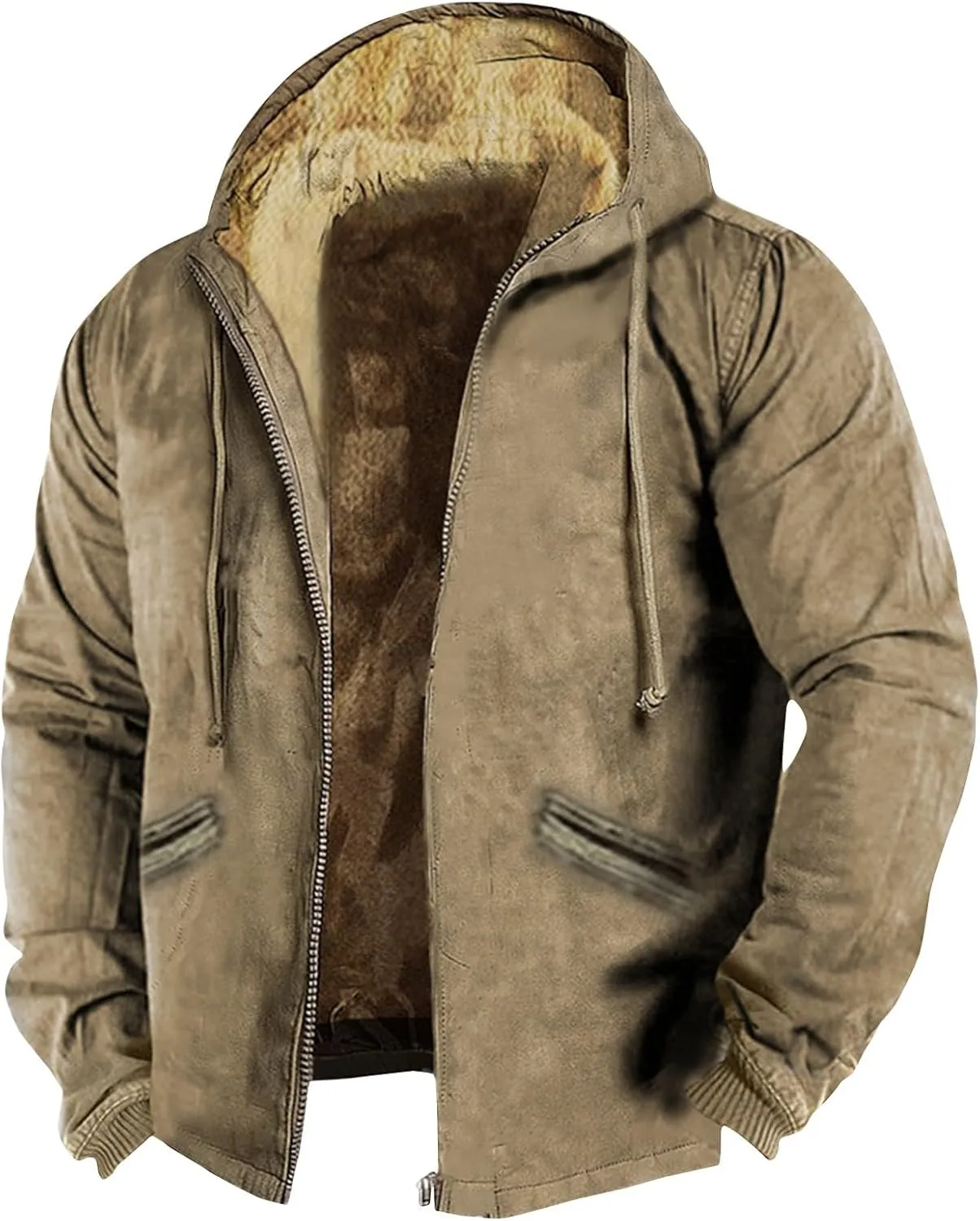 Hoodies for Men Zip Up Sweashirts Flannel Shirt Plaid Zip Up Sherpa Hooded Sweatshirt Warm Winter Coat