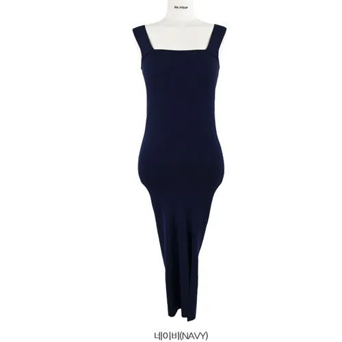 Hot Selling Korea Summer Trendy Sexy Square Neck Splitted Hip Flattering Sweater Dress Women Dress