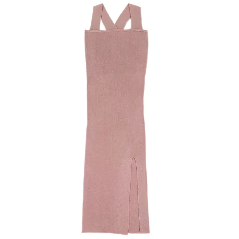 Hot Selling Korea Summer Trendy Sexy Square Neck Splitted Hip Flattering Sweater Dress Women Dress