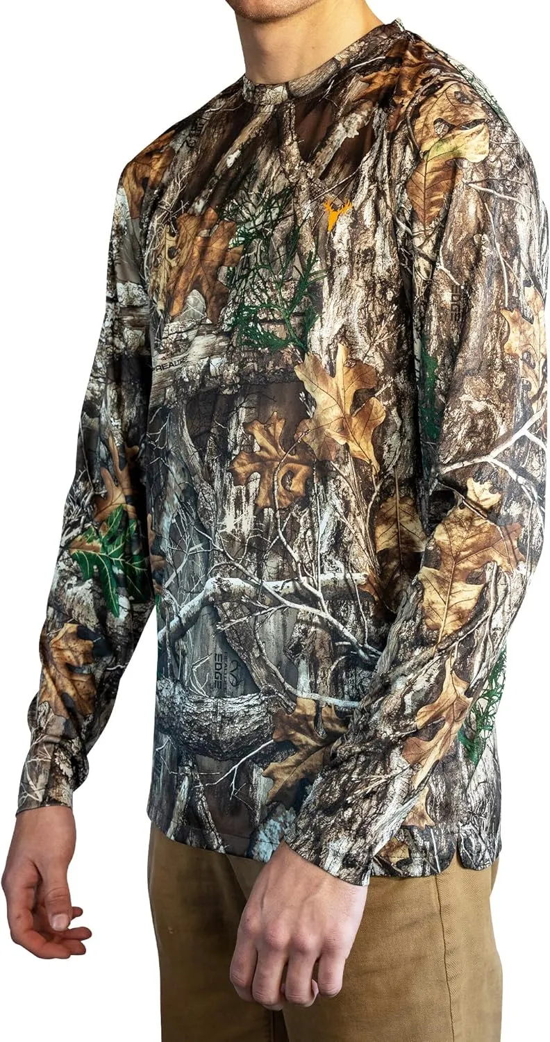 HOT SHOT Mens Camo Hunting Long Sleeve Shirt  Quick Dry Performance Shirt