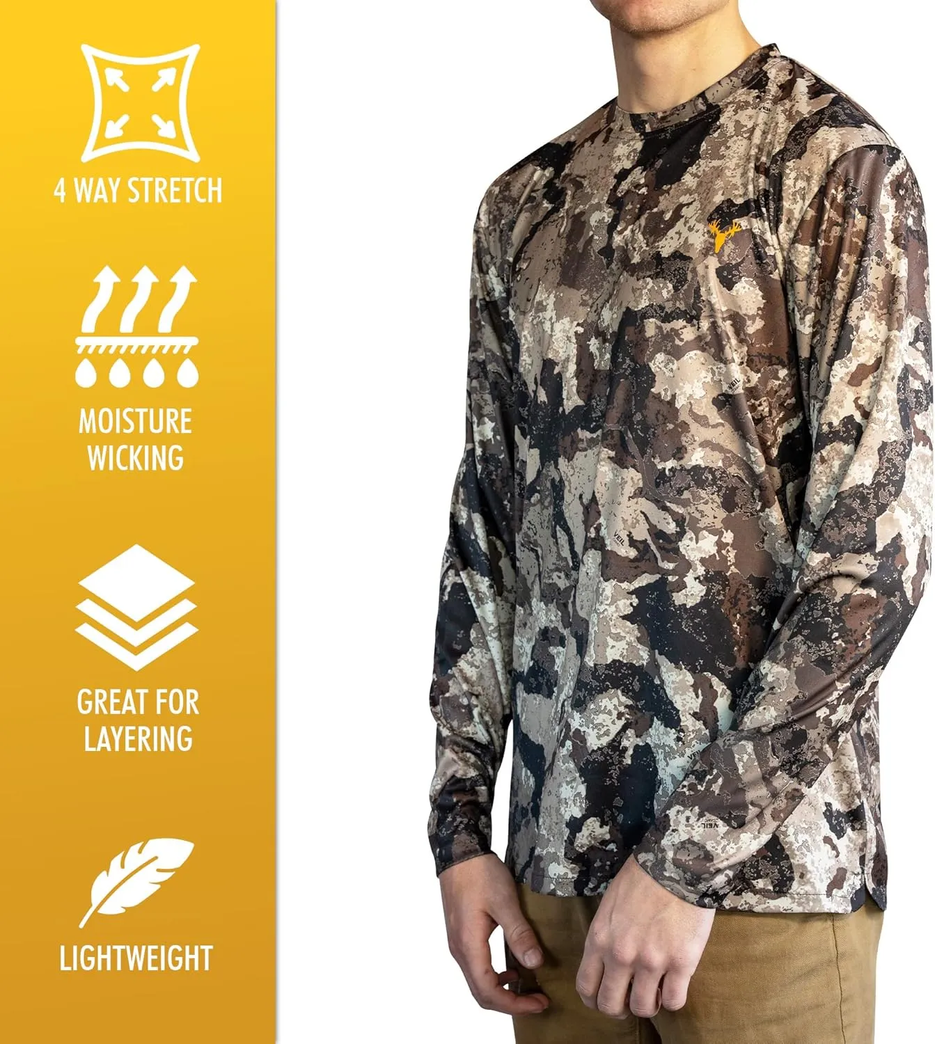 HOT SHOT Mens Camo Hunting Long Sleeve Shirt  Quick Dry Performance Shirt