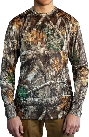HOT SHOT Mens Camo Hunting Long Sleeve Shirt  Quick Dry Performance Shirt