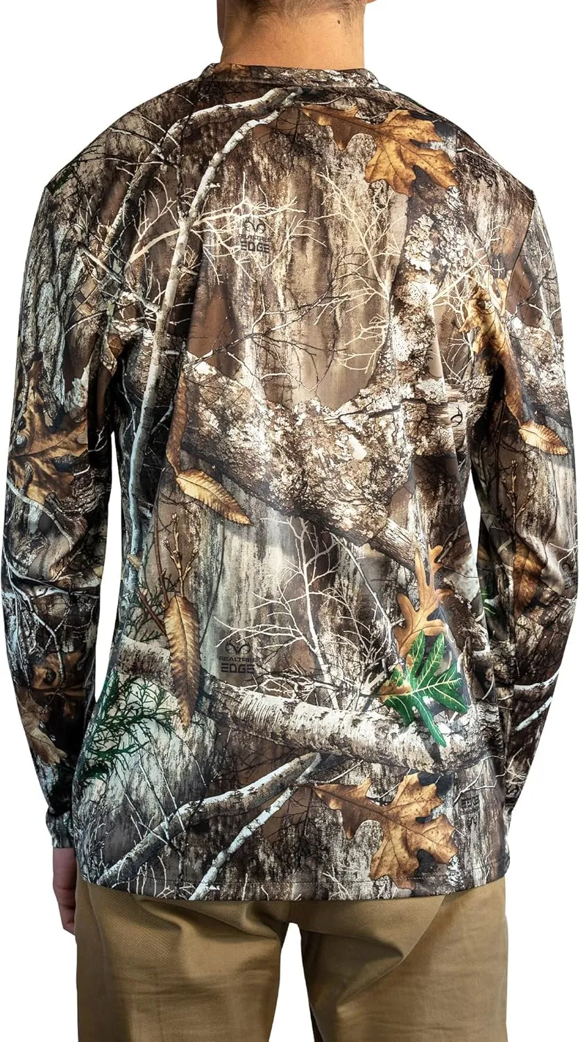 HOT SHOT Mens Camo Hunting Long Sleeve Shirt  Quick Dry Performance Shirt