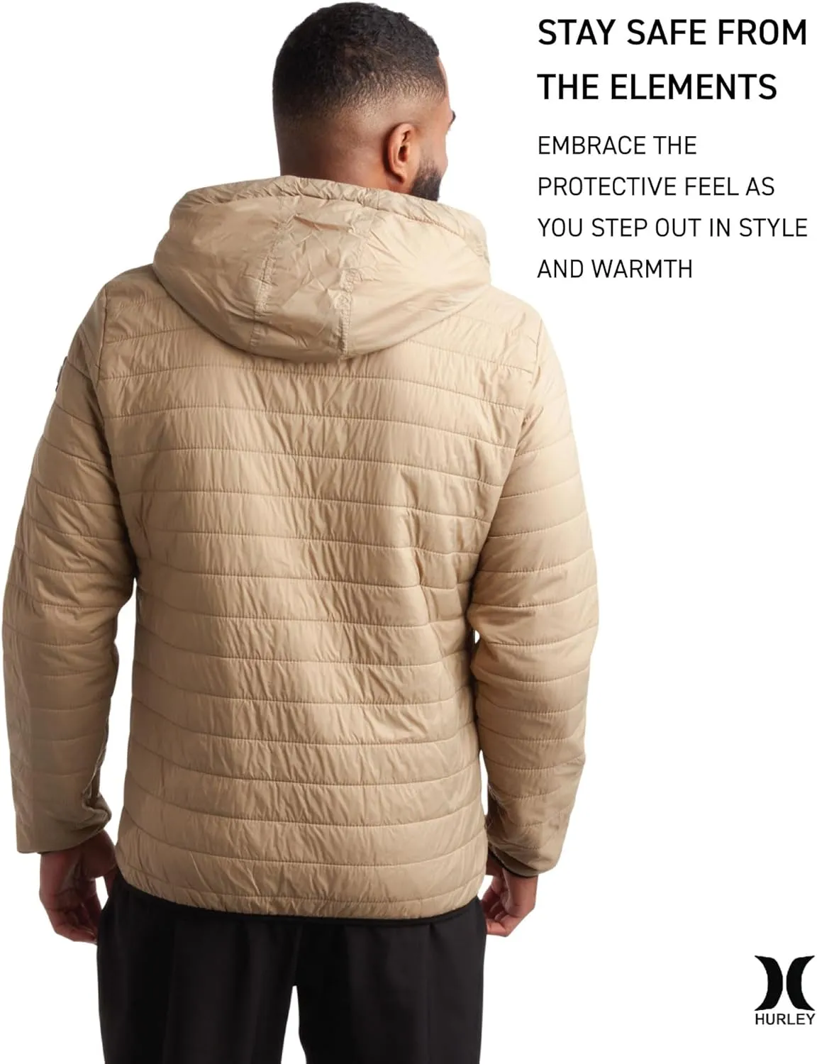 Hurley Men's Jacket - Balsam Lightweight Packable Puffer Coat - Weather Resistant Outerwear Windbreaker Coat for Men (M-XL)