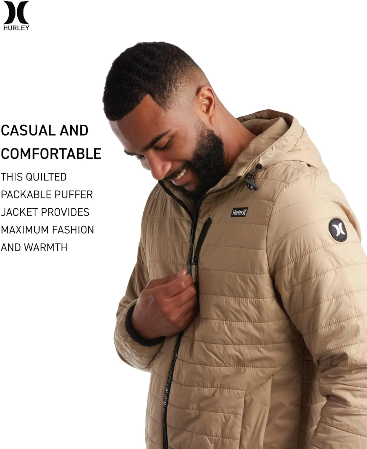 Hurley Men's Jacket - Balsam Lightweight Packable Puffer Coat - Weather Resistant Outerwear Windbreaker Coat for Men (M-XL)