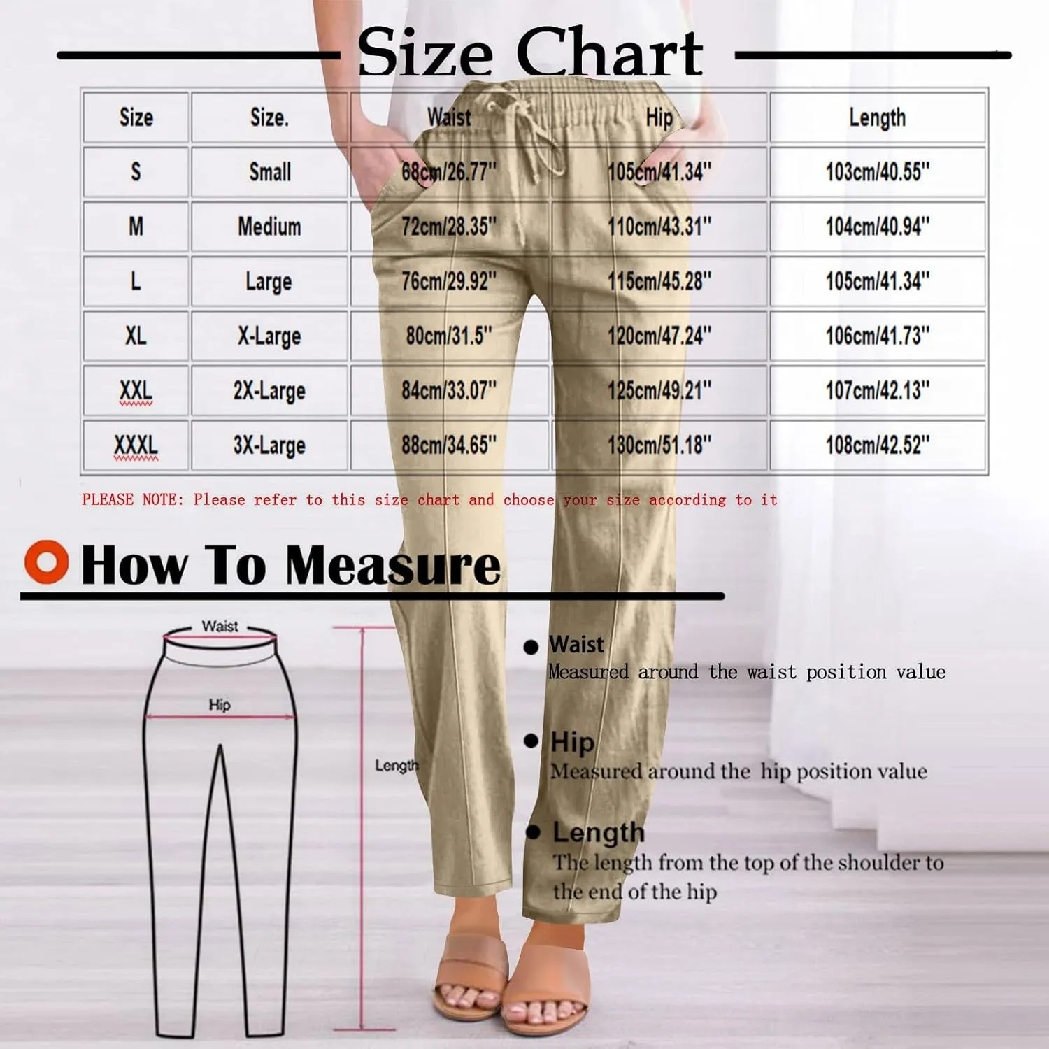 Hvyesh Womens Casual Linen Pants High Waist Drawstring Loose Fit Summer Pants Straight Leg Trousers with Pockets