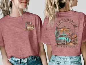 I Got A Heart Like A Truck T Shirt Women Country Music Shirts Nashville Concert Outfit Western Sunset Cowgirl Tops