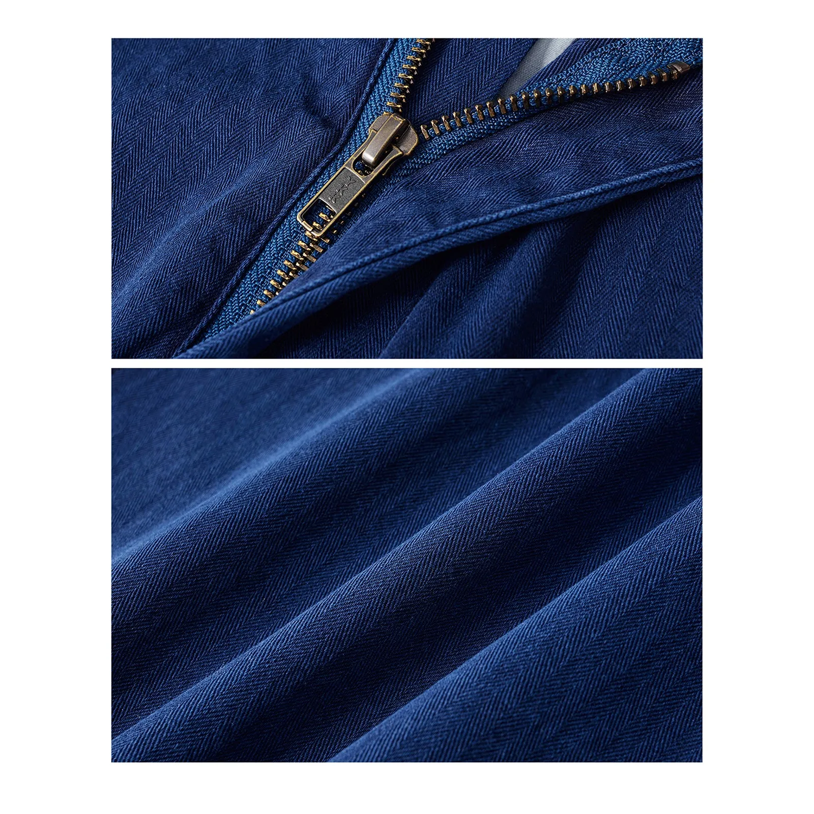 Indigo Herringbone Straight-leg Work Trousers