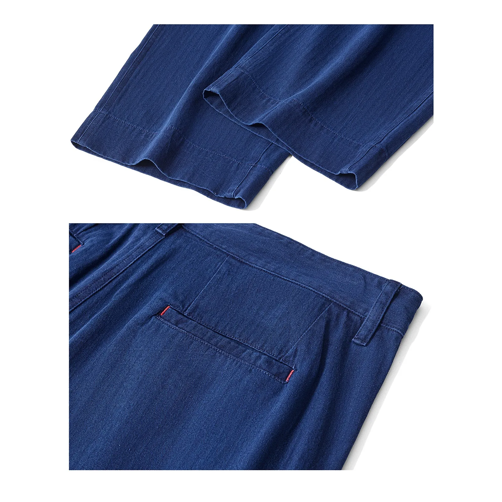 Indigo Herringbone Straight-leg Work Trousers