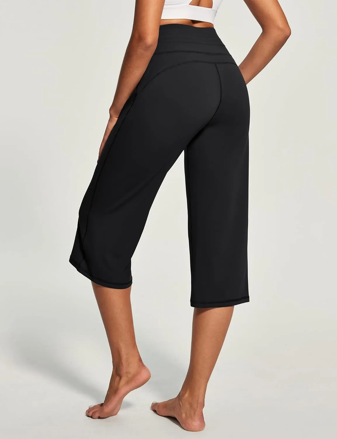 IUGA Capri Pants for Women Capris Wide Leg Pants Woman Yoga Pants with Pockets Loose Casual Work Flare Crop Pants