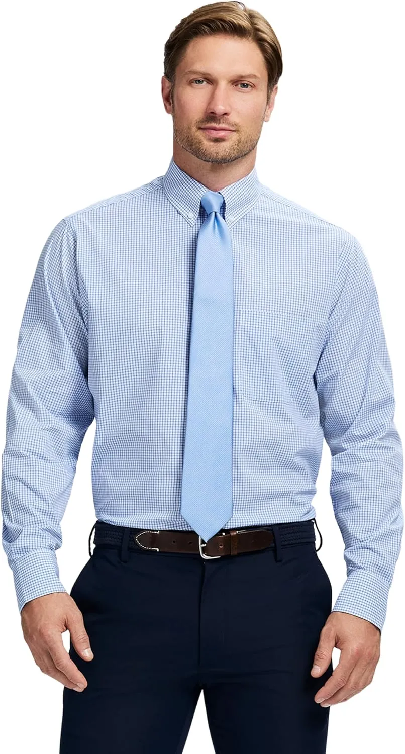 IZOD Men's Dress Shirt Regular Fit Long Sleeve Wrinkle Free Stretch Button Down Collar