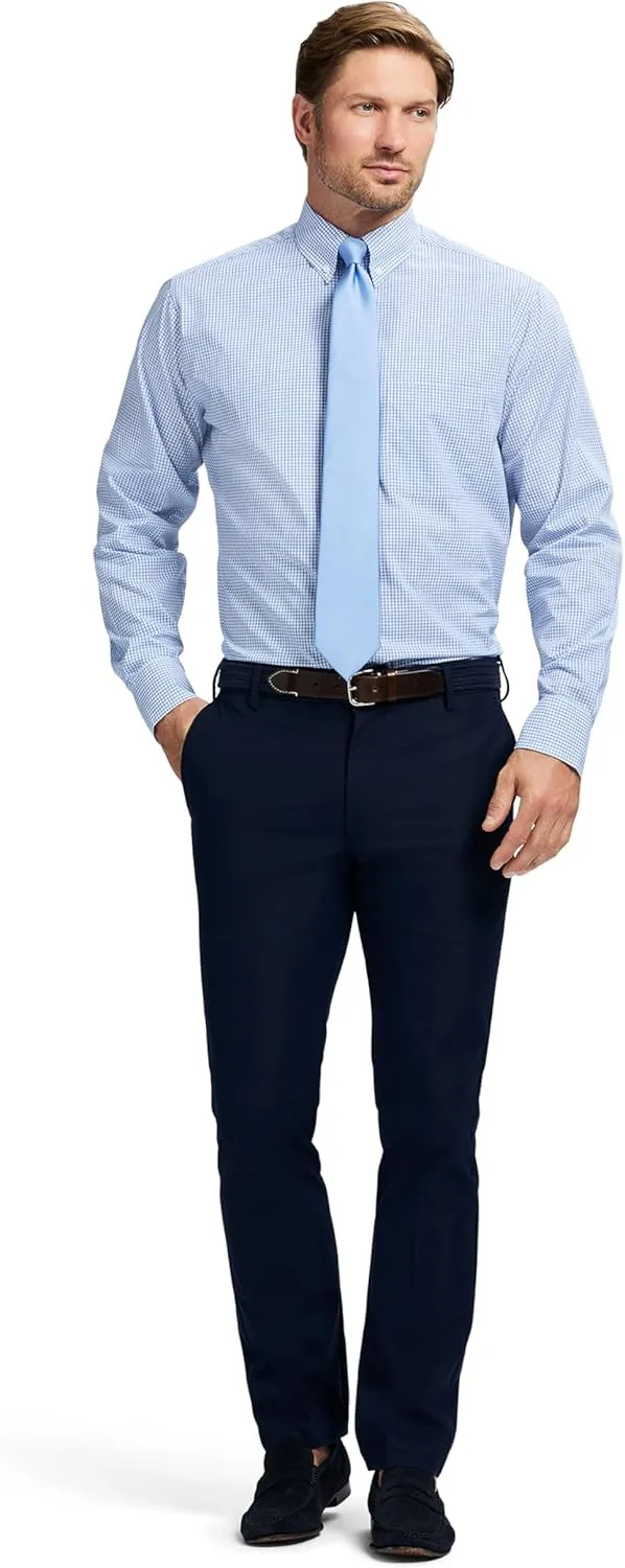 IZOD Men's Dress Shirt Regular Fit Long Sleeve Wrinkle Free Stretch Button Down Collar