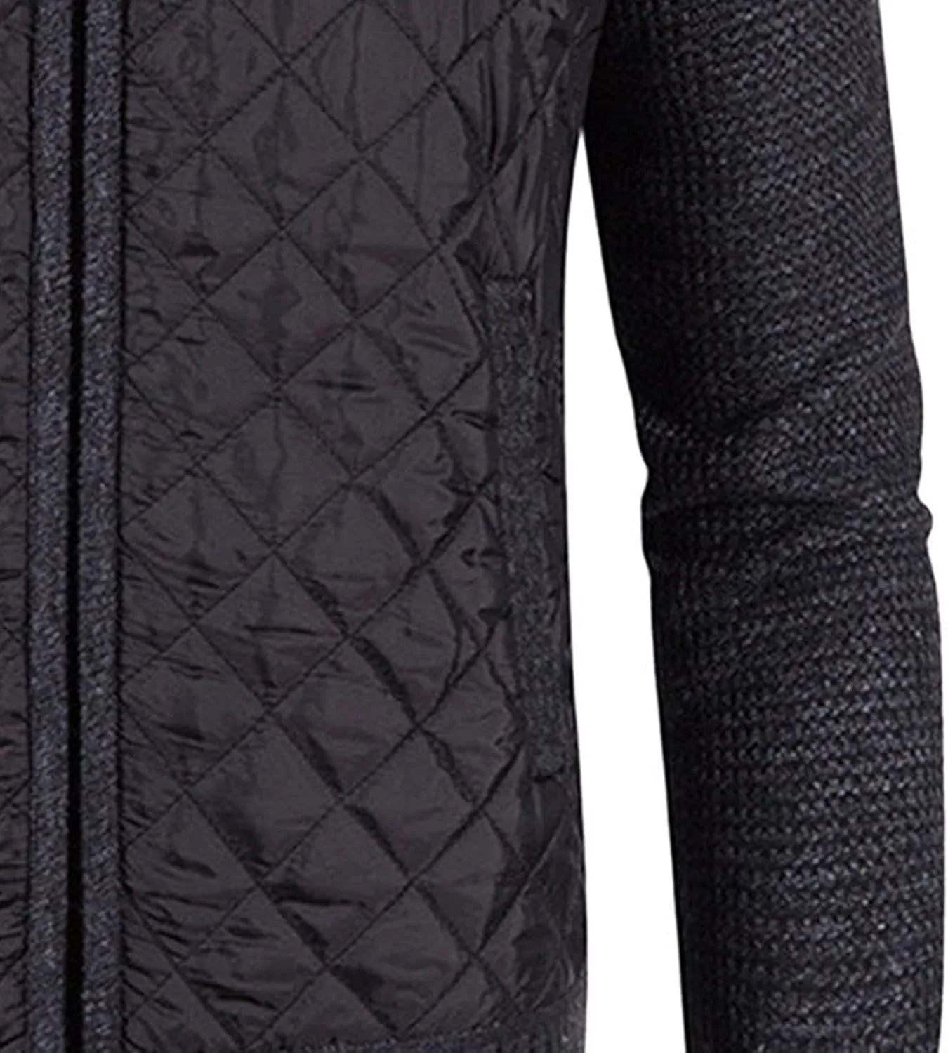 JEShifangjiusu Men Cotton Padded Cardigan Jacket Knitted Blouse Coat Vertical Collar Top Autumn Casual Long Sleeve Sweater