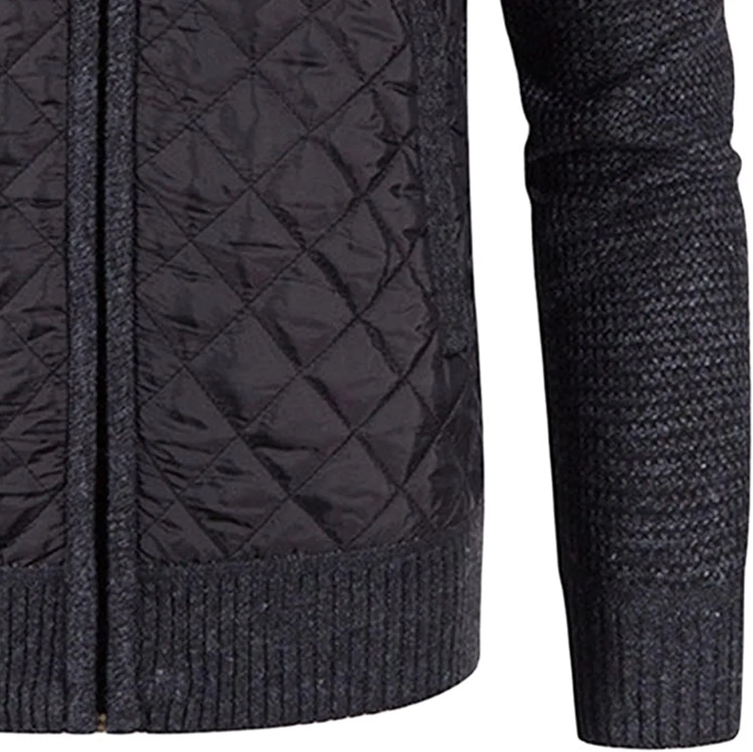 JEShifangjiusu Men Cotton Padded Cardigan Jacket Knitted Blouse Coat Vertical Collar Top Autumn Casual Long Sleeve Sweater