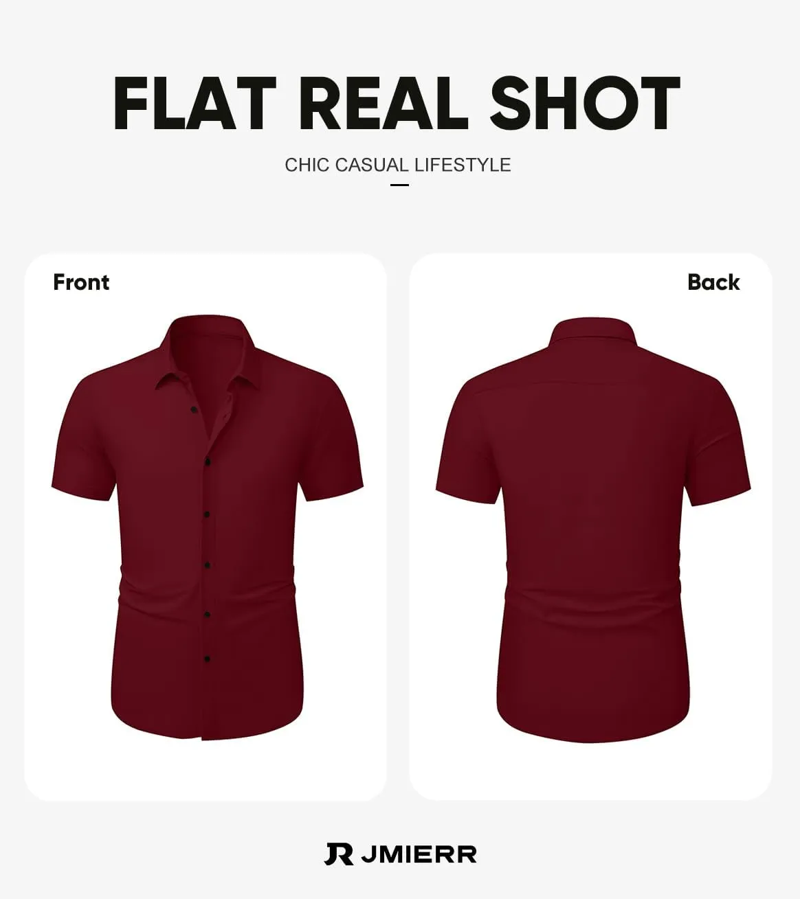 JMIERR Men's Muscle Fit Dress Shirts Summer Casual Button Down Short Sleeve High Stretch Wrinkle-Free Shirt