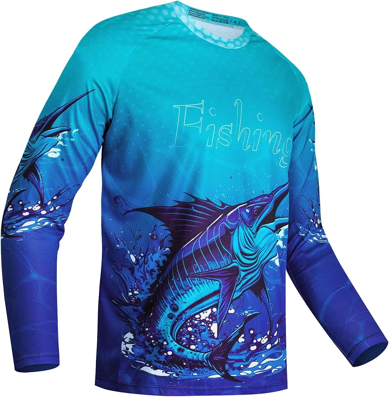 JPOJPO Mens Fishing Shirt Long Sleeve, Fishing Jerseys Fish Tshirts - Breathable, Cooling, Light-Weight