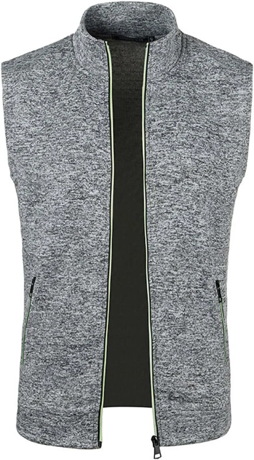 jsaierl Men's Casual Stand Collar Vest Full Zip Up Jacket Coat Vest Lightweight Slim Fit Vest Jackets with Zipper Pockets