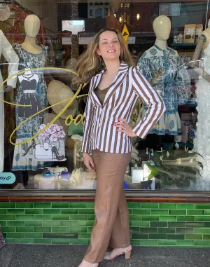 Kamare Vi Jacket - Stripe Cotton Elastane - Brown / White
