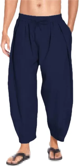 keusyoi Men Harem Pants Streetwear Mens Casual Joggers Pants Men Cotton Trousers Beach Pants