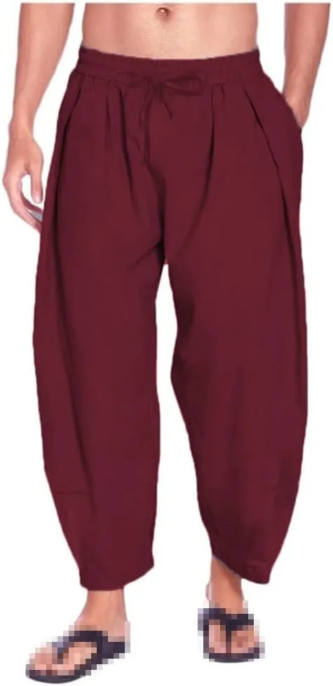 keusyoi Men Harem Pants Streetwear Mens Casual Joggers Pants Men Cotton Trousers Beach Pants