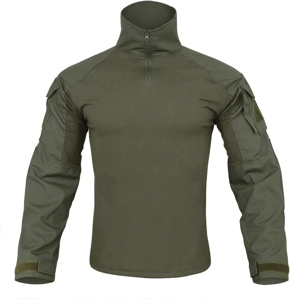 KRYDEX Tactical Men's Combat Shirt Rapid Assault Long Sleeve Shirt with Elbow Pads