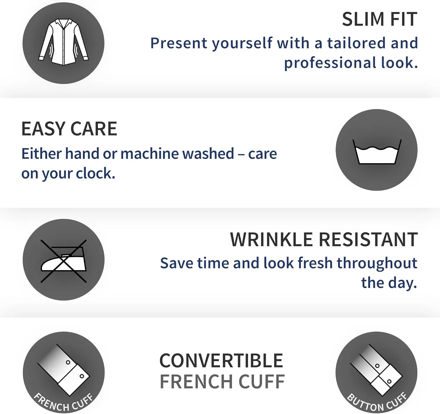 Labiyeur Men's Slim Fit Spread Collar French Cuff Long Sleeve Formal Dress Shirt