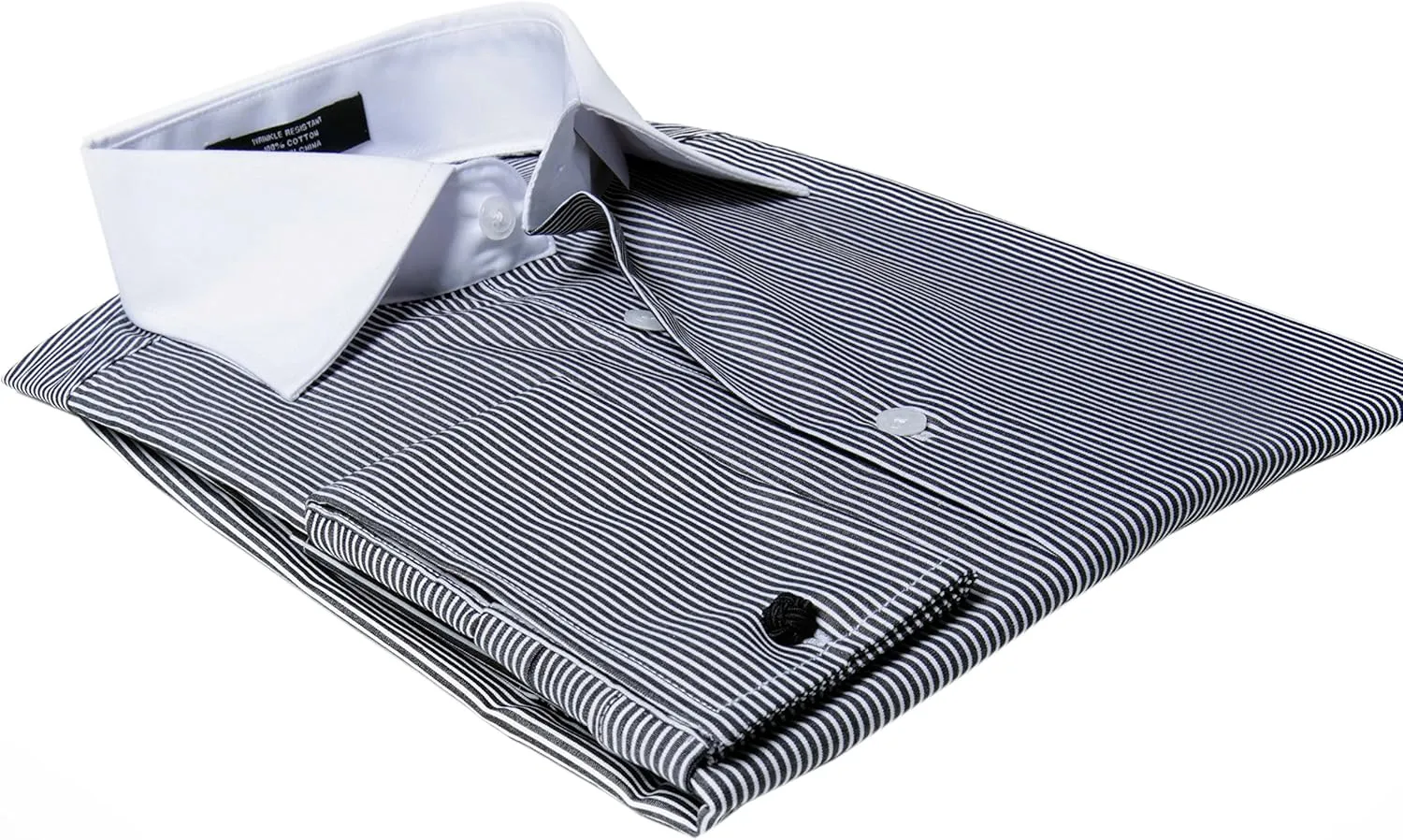 Labiyeur Slim Fit Spread Collar French Cuff Men's Cotton Dress Shirt