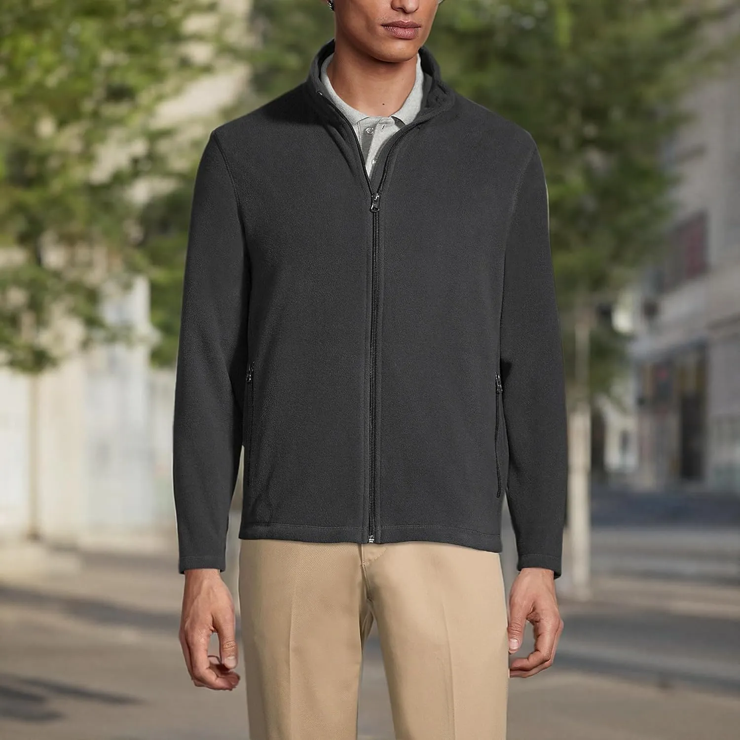 Lands' End Men's Full-Zip Mid-Weight Fleece Jacket