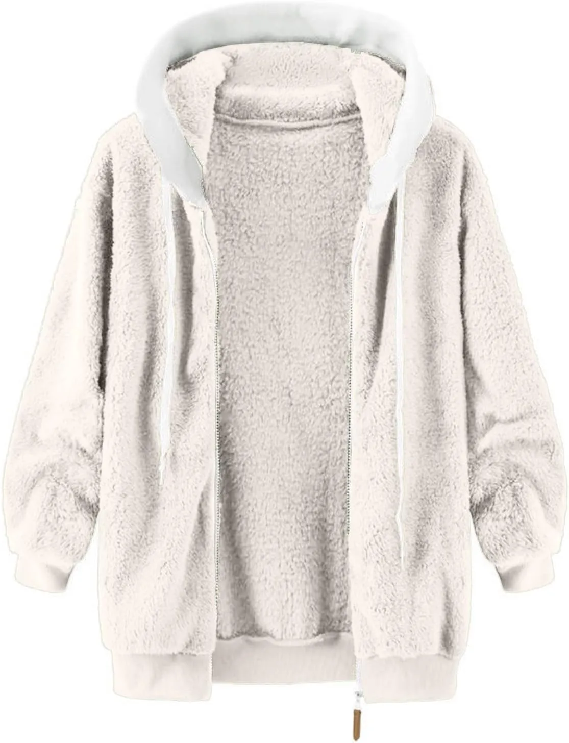 LCMTWX Fuzzy Shaggy Teddy Coats Jacket Cute Hooded Pullover Sweatershirt Solid Artificial Wool Coats Outwear Winter Coat