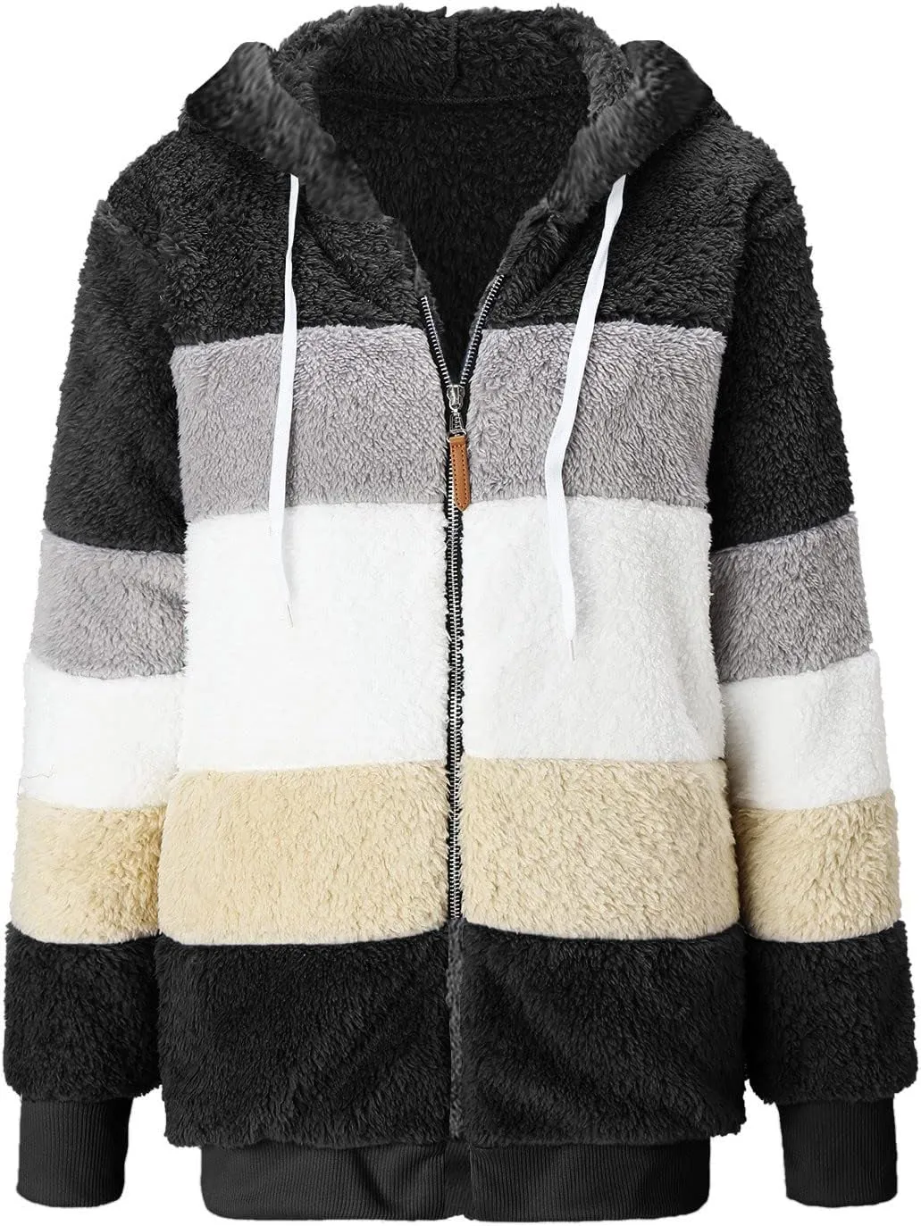 LCMTWX Fuzzy Shaggy Teddy Coats Jacket Cute Hooded Pullover Sweatershirt Solid Artificial Wool Coats Outwear Winter Coat