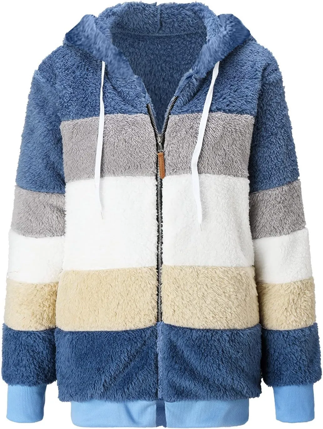 LCMTWX Fuzzy Shaggy Teddy Coats Jacket Cute Hooded Pullover Sweatershirt Solid Artificial Wool Coats Outwear Winter Coat