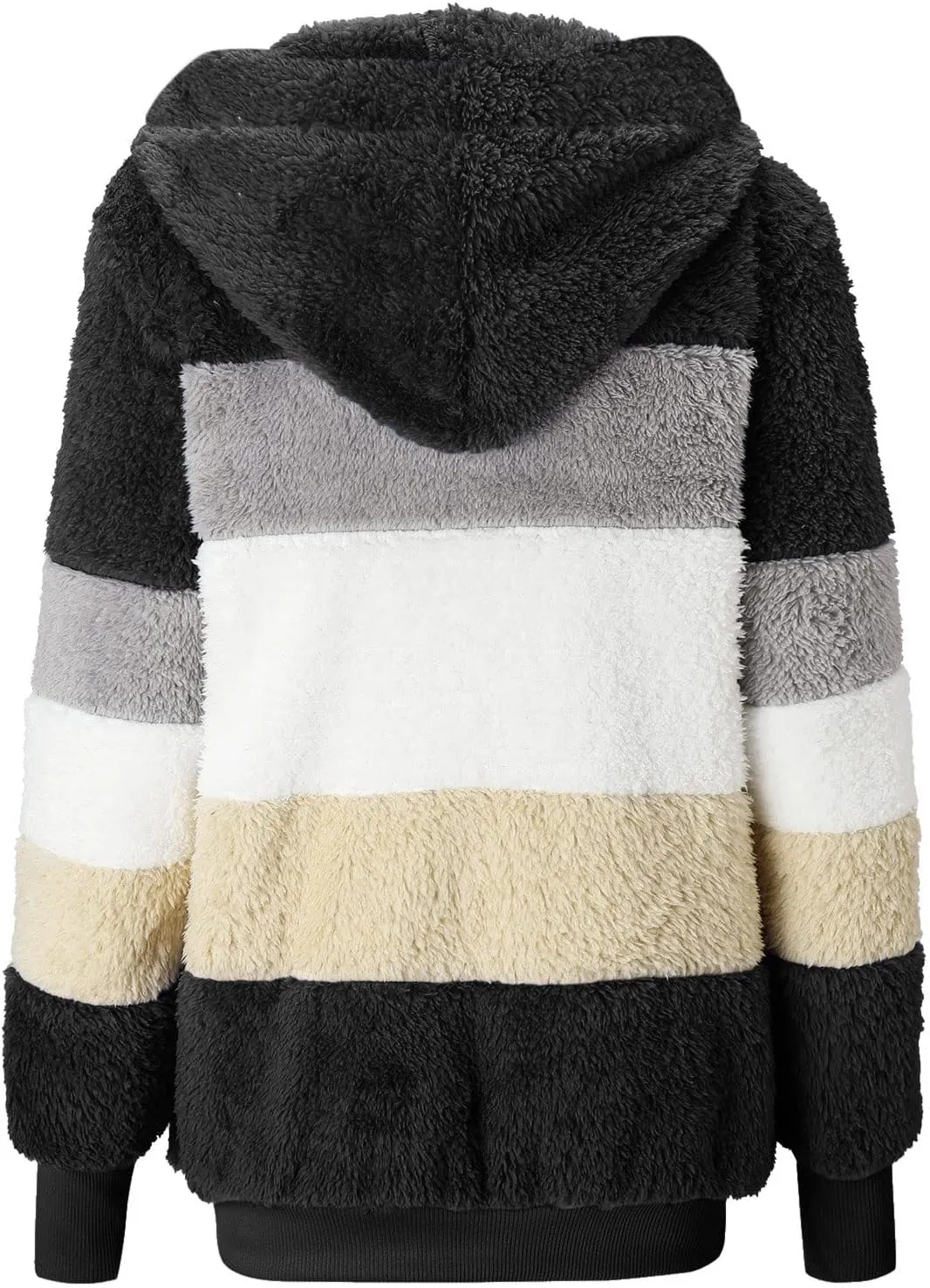 LCMTWX Fuzzy Shaggy Teddy Coats Jacket Cute Hooded Pullover Sweatershirt Solid Artificial Wool Coats Outwear Winter Coat