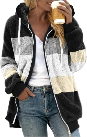 LCMTWX Fuzzy Shaggy Teddy Coats Jacket Cute Hooded Pullover Sweatershirt Solid Artificial Wool Coats Outwear Winter Coat