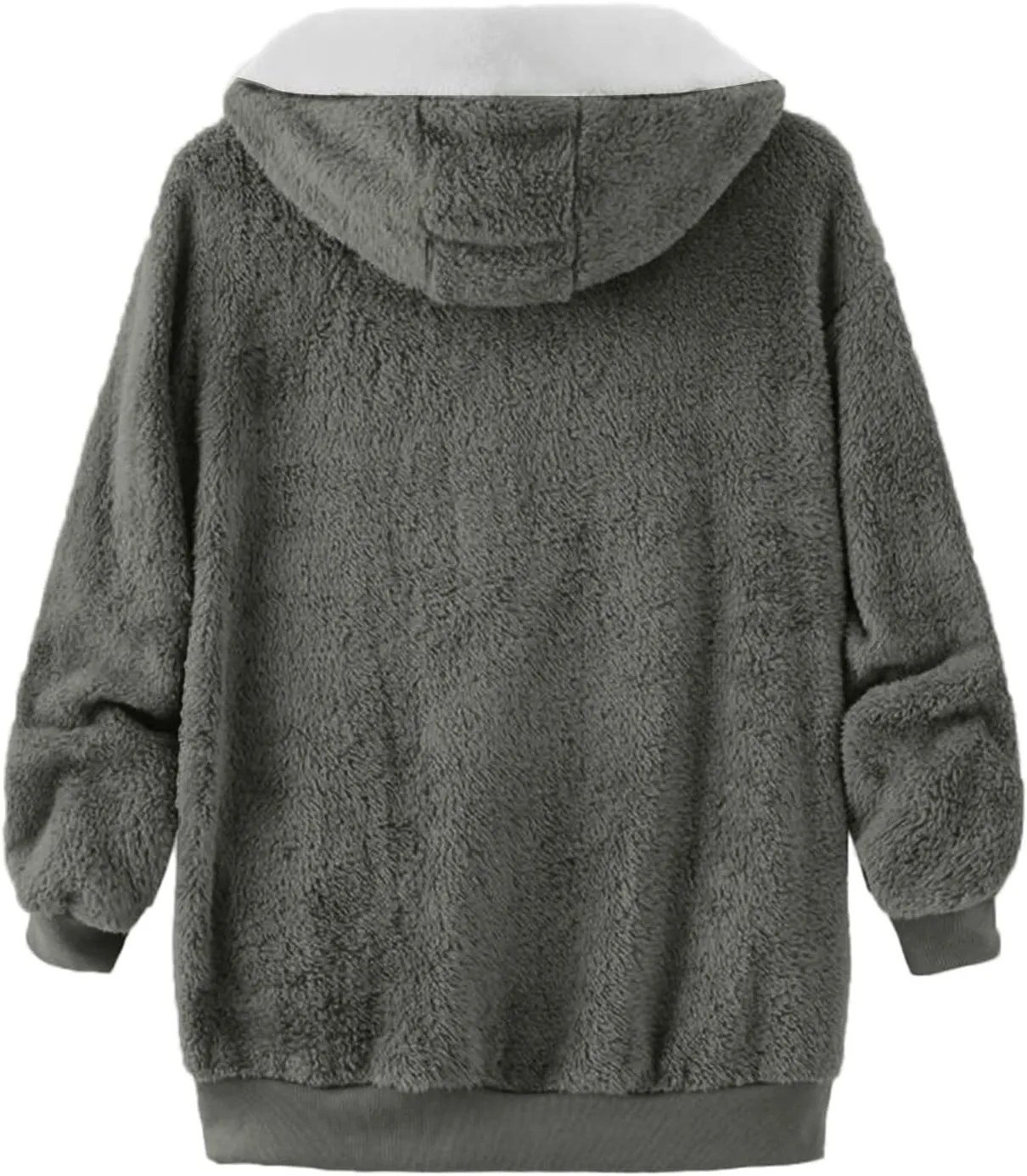 LCMTWX Fuzzy Shaggy Teddy Coats Jacket Cute Hooded Pullover Sweatershirt Solid Artificial Wool Coats Outwear Winter Coat