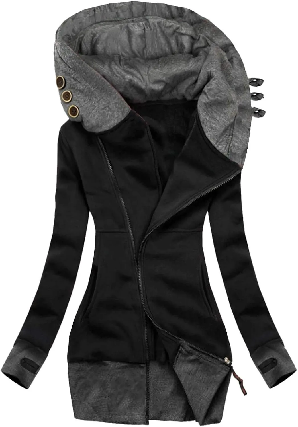 LCMTWX Women Oversized Fleece Lined Raincoat Casual Winter Slim Women's Coat Outdoor Warm Rain Jacket Rain Jacket Womens
