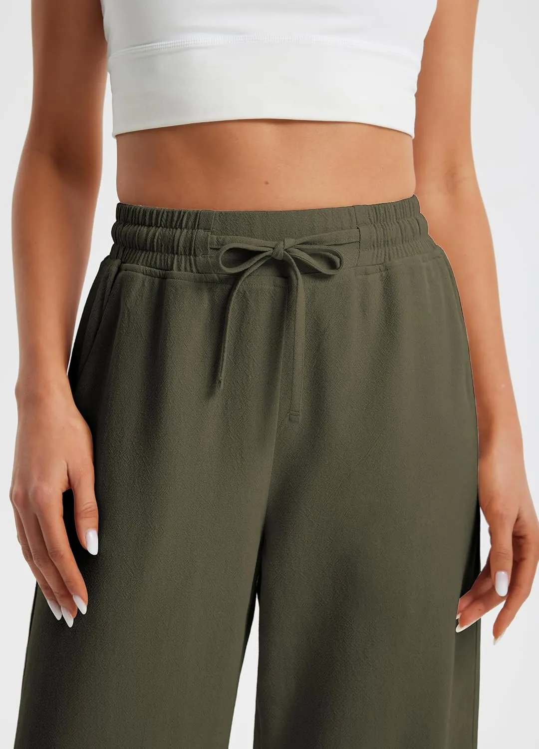 Libin Linen Pants Women Wide Leg Casual Beach Pants Cotton Linen Summer Lounge Pants Travel Work Trousers with Pockets