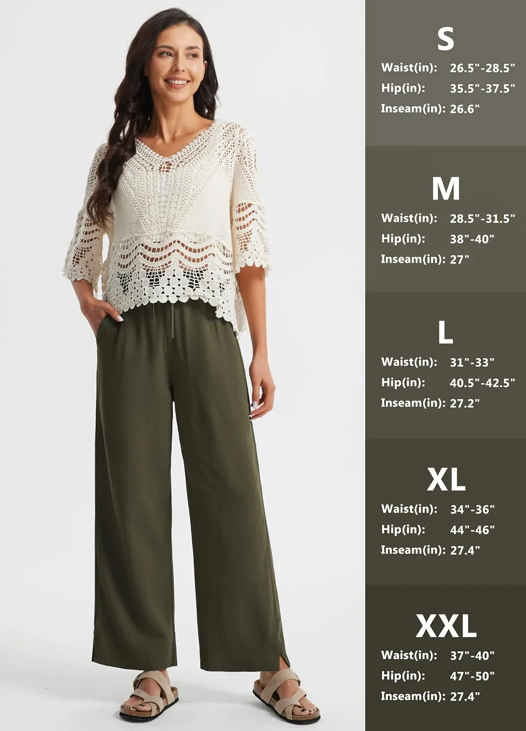 Libin Linen Pants Women Wide Leg Casual Beach Pants Cotton Linen Summer Lounge Pants Travel Work Trousers with Pockets