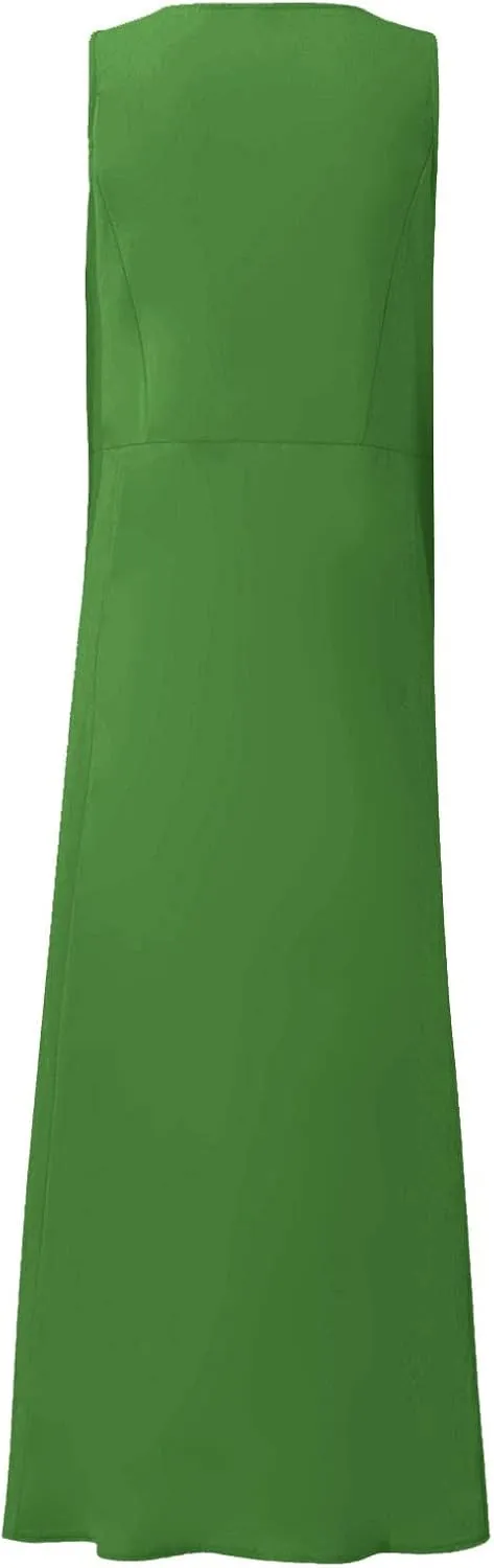 Linen Dresses for Women 2025 Boho Sleeveless Plus Size Maxi Dresses Summer Casual Vacation Beach Dresses with Pockets