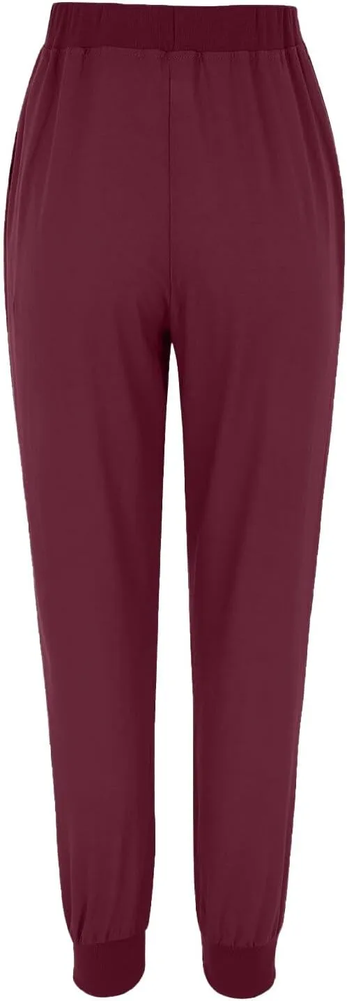 Linen Joggers for Women Casual Elastic High Waist Pants Drawstring Tapered Pants Sumemr Lightweight Trousers with Pockets