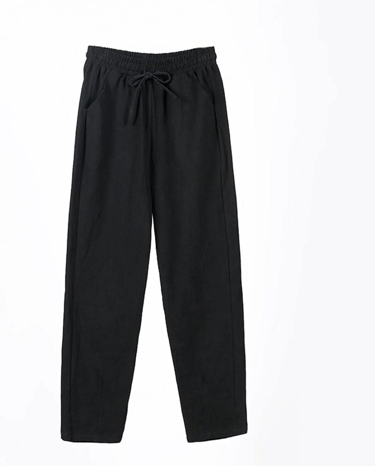 Linen Pants for Women Summer Beach Lounge Elastic Drawstring Casual Trousers with Pockets Travel Vacation