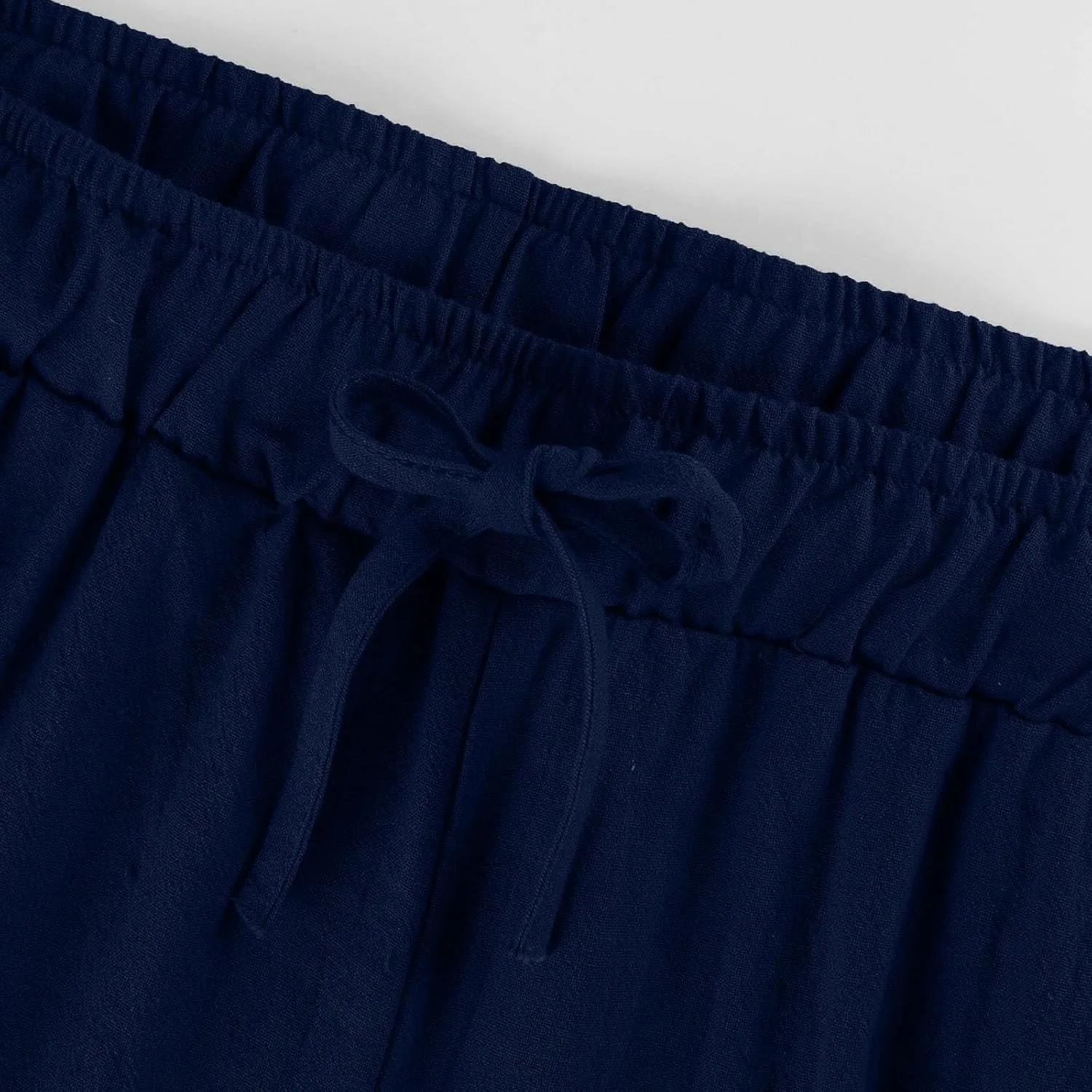 Linen Pants for Women Summer Beach Wide Leg Lounge Pant Elastic Drawstring Casual Trousers with Pockets