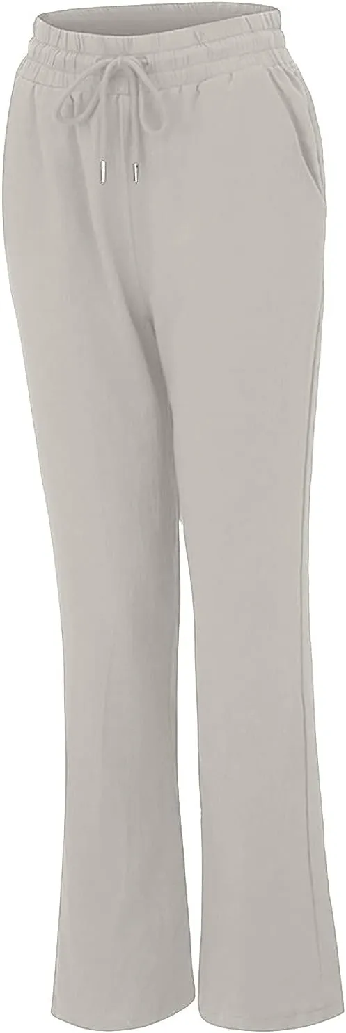 Linen Pants Women High Waist Straight Leg Casual Loose Summer Beach Lightweight Drawstring Cotton Linen Pant Trousers
