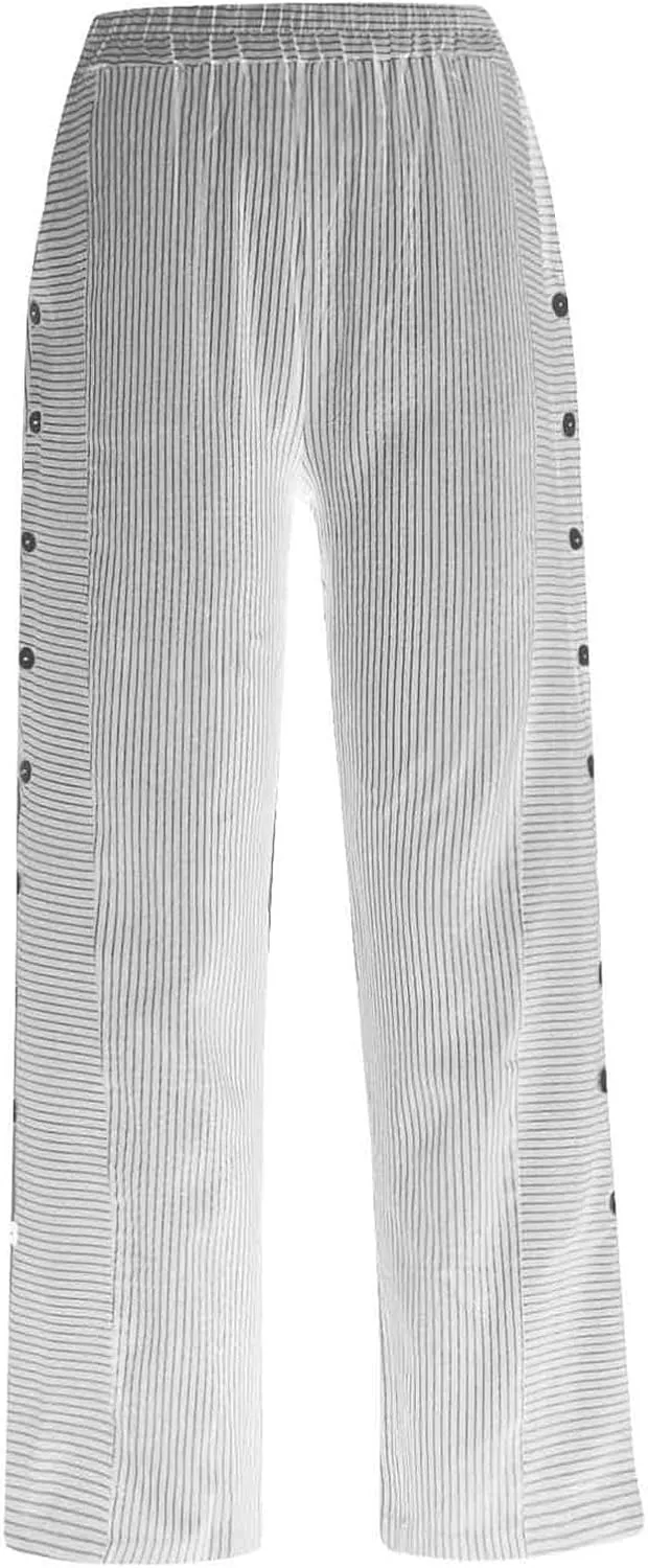 Linen Pants Women Ladies Casual Summer Loose Solid Color Boho Plus Size High Waist Linen Pants Cotton Comfy Lounge Trousers