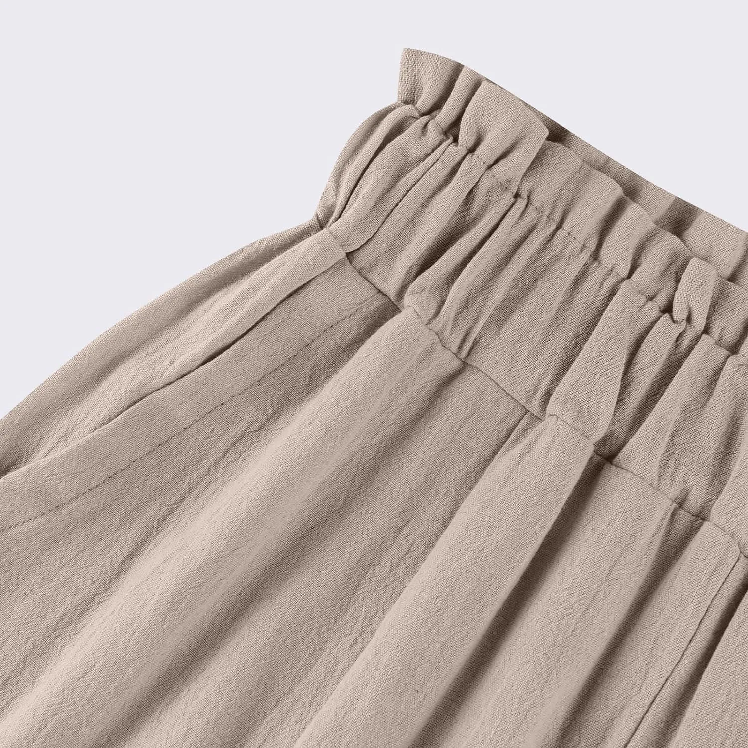 Linen Pants Women Summer Wide Leg Capri Pants High Waisted Capris Loose Palazzo Pant Cropped Trousers