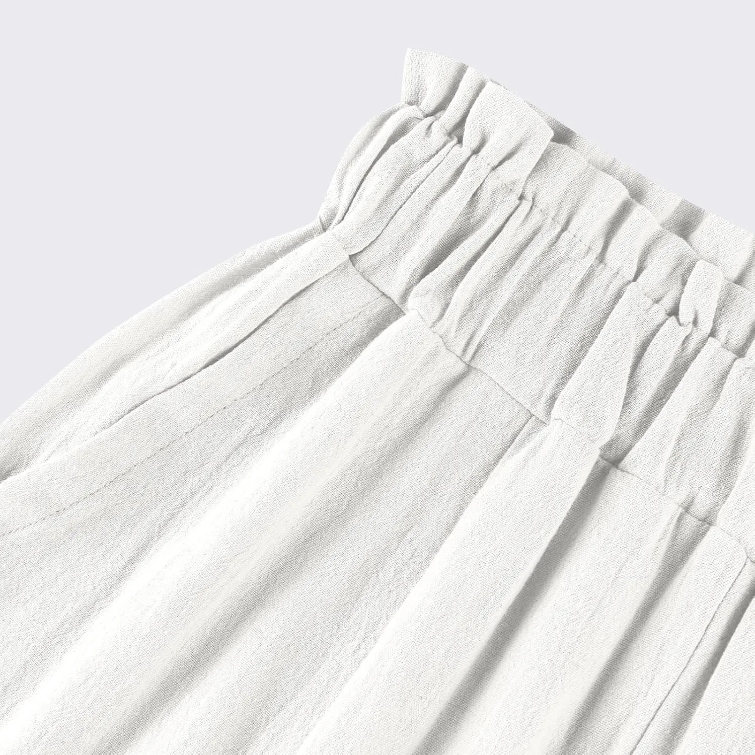 Linen Pants Women Summer Wide Leg Capri Pants High Waisted Capris Loose Palazzo Pant Cropped Trousers