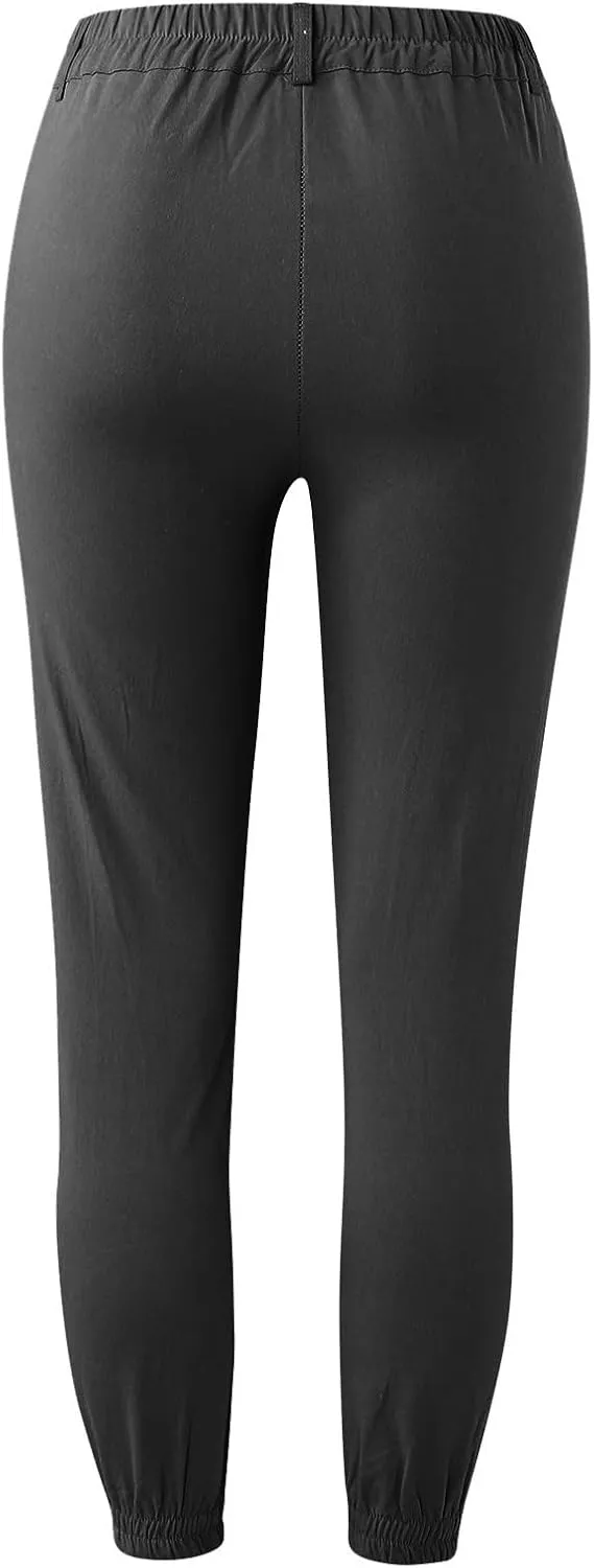 Linen Pants Womens Cotton High Waist Button Casual Pants Slim 2025 Trendy Spring Cropped Trousers with Pockets