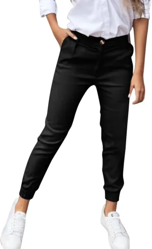 Linen Pants Womens Cotton High Waist Button Casual Pants Slim 2025 Trendy Spring Cropped Trousers with Pockets